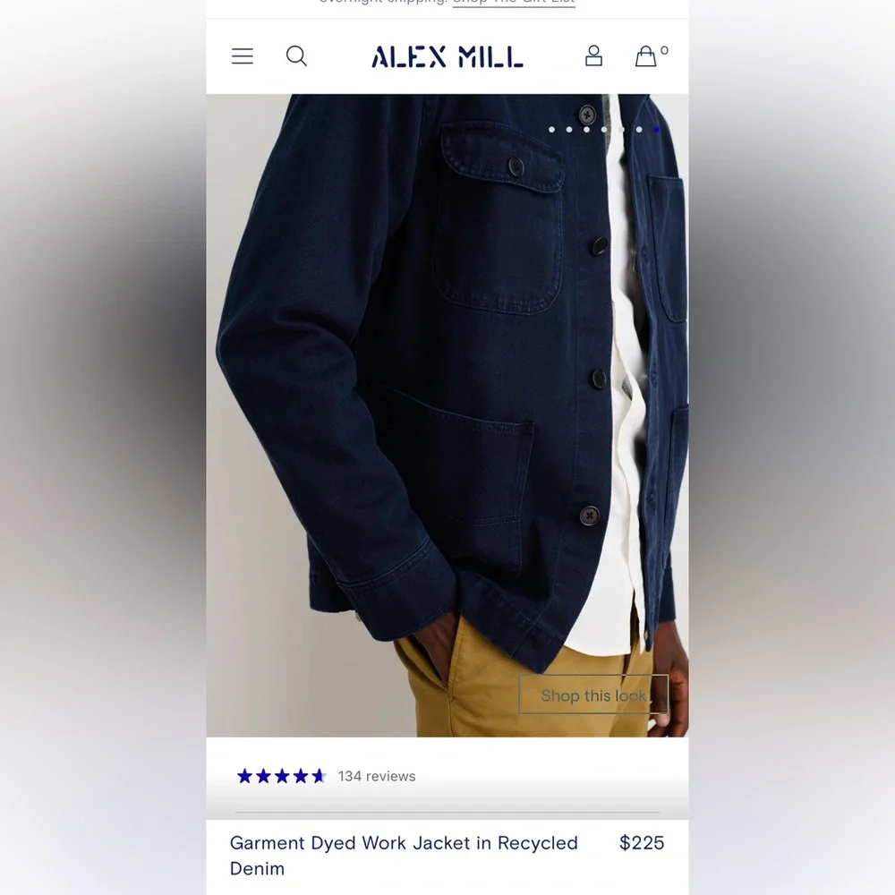 Alex Mill Garment Dyed Work Jacket Recycled Denim - Picture 9 of 9